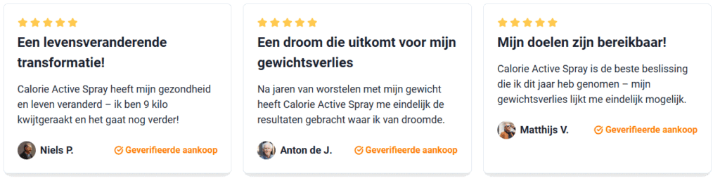 Calorie Active Spray ervaringen